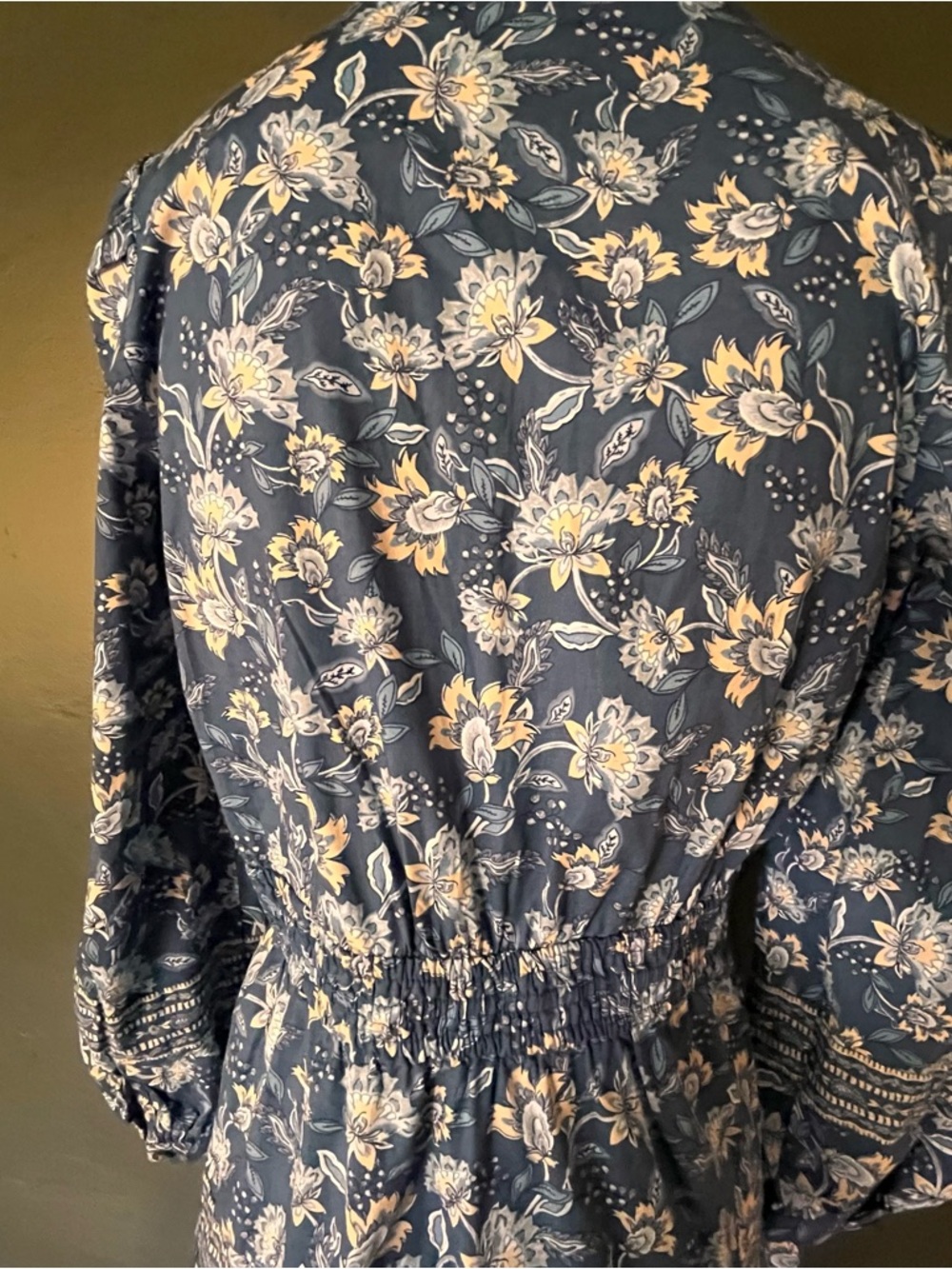 LOFT Long Sleeve Navy Floral Cottage Core Maxi Dress, Sz. S - Picture 8 of 12